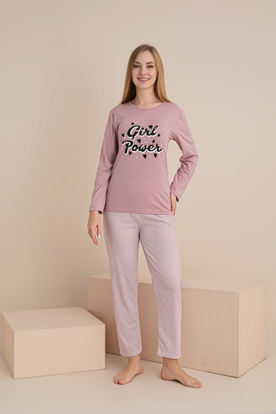 rindahomewear ΓΥΝΑΙΚΕΙΟ ΣΕΤ ΠΙΤΖΑΜΑ ΜΑΚΡΥΜΑΝΙΚΟ ΣΥΜΠΑΤΙΚΟ