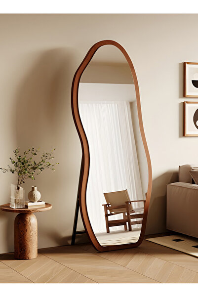 Taimi Large Mirror With Elegant Design170x60cm-full Length Mirror With Walnut Wooden Frame And Stand