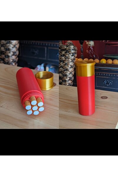 shop Kırmızı-Altın Tasarım Saklama Silindiri - 3D Baskı Aksesuar
