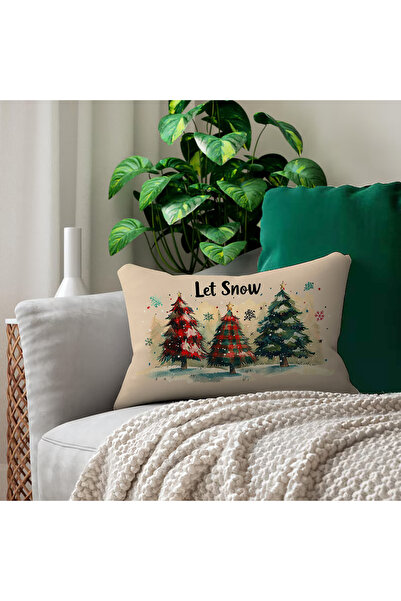 Evmila Новогодишна калъфка за възглавница с двустранен печат и карета - 35x55...