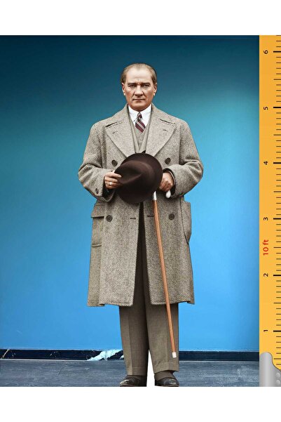 Dakik Maket Adam Mustafa Kemal Atatürk Maketi Şapkalı Bastonlu Model Ayaklı F...