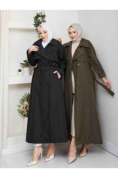 CLB COLLECTION Kadın Uzun Trenç Kot Su Geçirmez 130cm