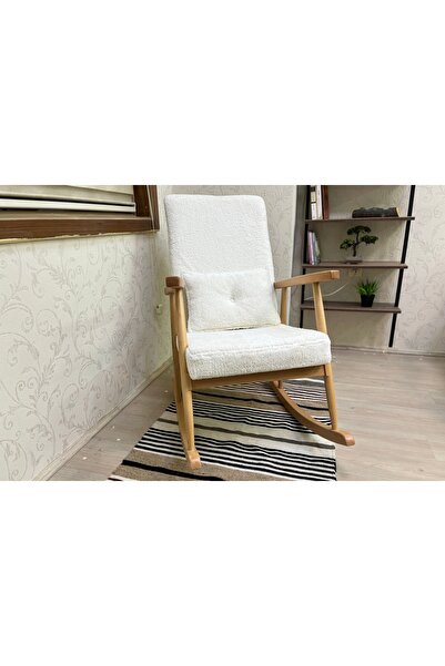 Vivense ASEDİA TREND SALLANAN SANDALYE, TEDDY KREM, AHŞAP, NATUREL AYAK