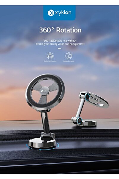 Zen Store XYKLON Magnetic Universal Car Phone Mount, 360° Rotating Adhesive Dashboard Holder
