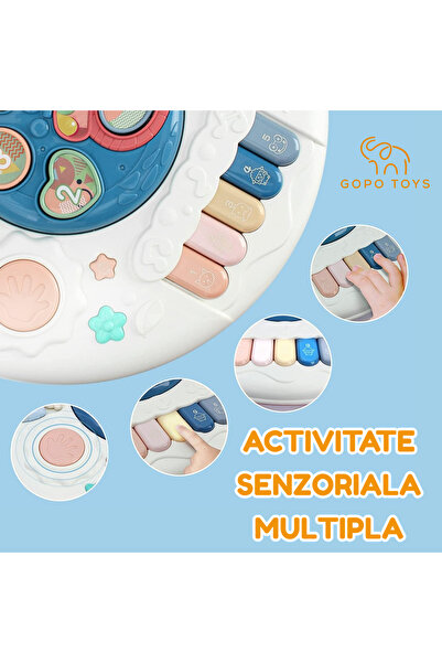 Gopo Toys Masuta Educativa Montessori pentru Copii - Jucarie Interactiva, Multifunctionala cu Lumini si Sunete