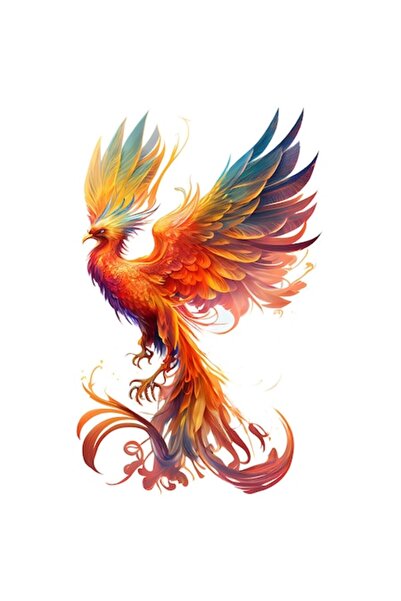 OEM Autocolant Phoenix, Pasăre Mitică, Flacără, Margini Albe, Vinil PVC 10 cm
