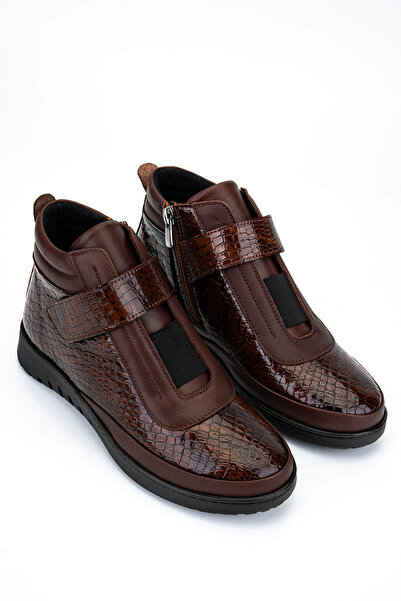 Tamer Tanca Kadın Hakiki Deri Taba Rugan Kroko Bot