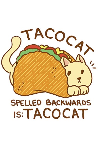 OEM TacoCat Palindrome PVC Vinyl Sticker – White Border, 15 cm