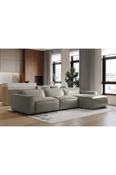 Vivense ORLANDO DERİ KÖŞE KOLTUK, GRİ, SAĞ KÖŞE