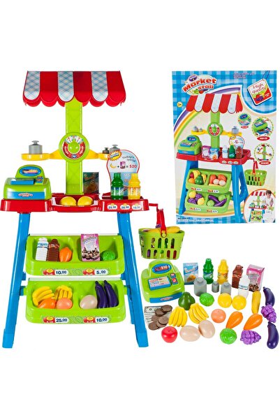 Selgot Stand cu fructe și legume cu casă de marcat, coș de cumpărături, jucăr...