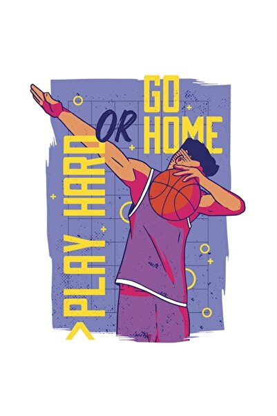 OEM Autocolant - Minge de baschet „Play Hard Or Go Home”, bordură albă, vinil...