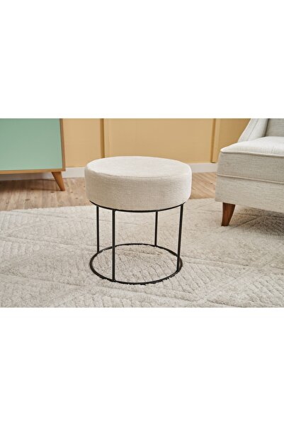 Vivense MOON PUF, KREM, METAL AYAK