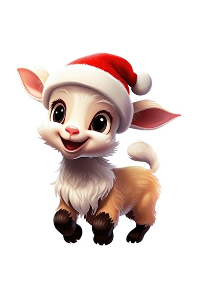 OEM Autocolant — Copil vesel (ied) cu pălărie de Crăciun, bordură albă, vinil...