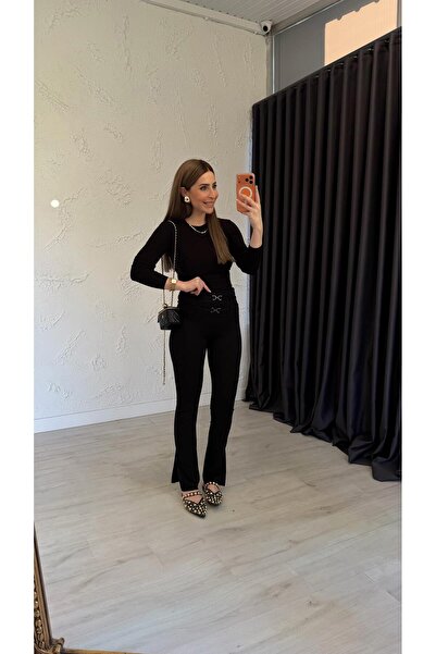 elif teke Double Buckle Leggings Pants Black