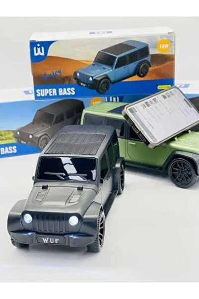 Zen Store Black WUF Thar Jeep Portable Bluetooth Speaker with Phone Holder, LED Headlights & Super Bass (10W)