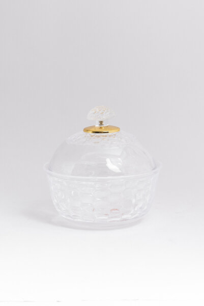 Bin Shihoun Clear acrylic date tray with a modern design and a golden handle