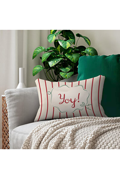 Evmila Yılbaşı Desenli Çift Taraf Baskılı Kadife Kırlent Kılıfı - 35x55 cm | ...