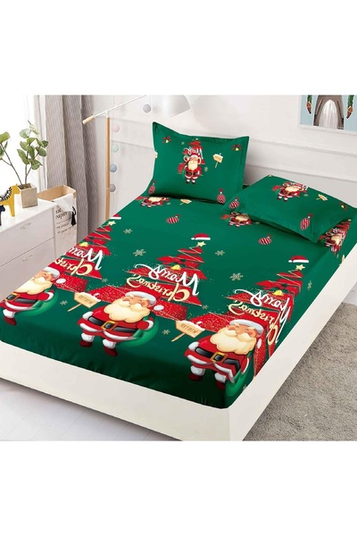 CHIRASO CHIRASO Bed Cover Set, Christmas Theme, FINE, ELASTIC 180x200cm and 2 Pillowcases, Santa Claus
