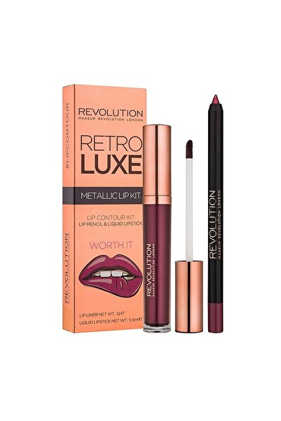 MAKEUP REVOLUTION Set Makeup Revolution: Retro Luxe, Metallic, Liquid Lipstick, Worth It, 5.5 ml + Retro Luxe, Lip Li