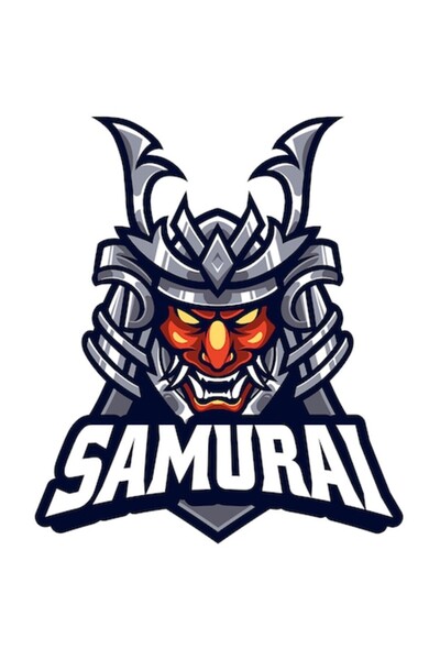 OEM Autocolant emblemă Samurai/Demon, vinil PVC, bordură albă - 10 cm