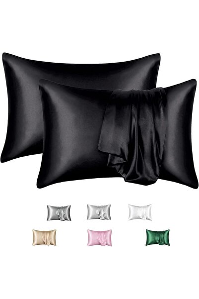 COOYA Silk Satin Pillow Cases Standard Size Set of 2 with Envelope Closure Skin for Women Men,20x 30