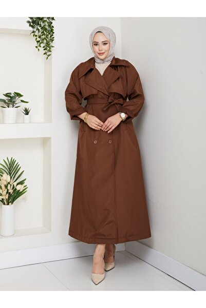 CLB COLLECTION Kadın Uzun Trenç Kot Su Geçirmez 130cm