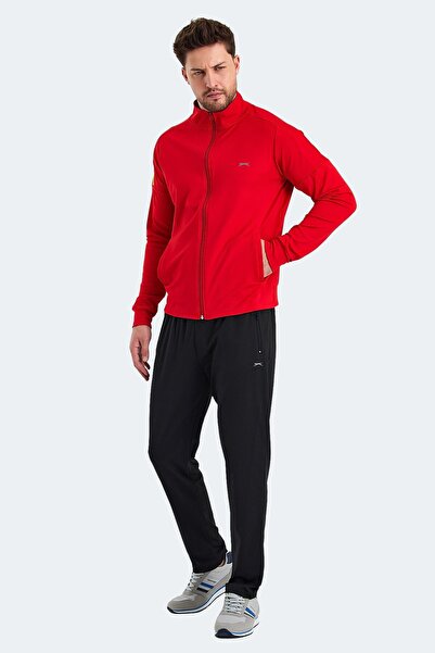 Slazenger Günlük Fermuarlı Dik Yaka Eşofman Takımı Rahat Spor Takımı Kırmızı