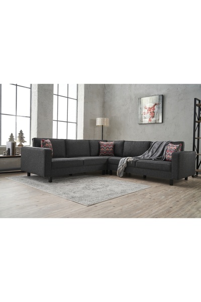 Vivense KALE SERİSİ KETEN KÖŞE KOLTUK, ANTRASİT