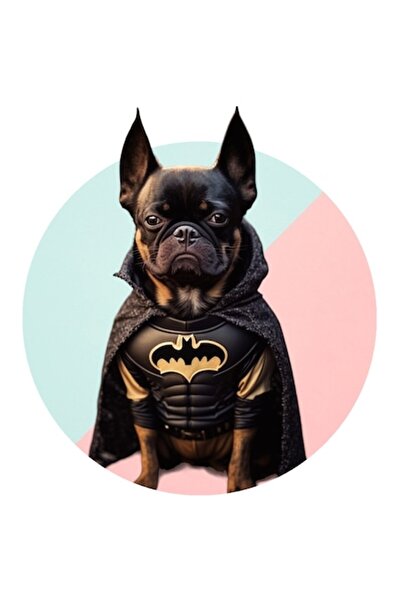 OEM Autocolant portret câine supererou, câine în costum de Batman cu pelerină...