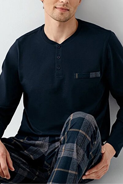 Arnetta 100% бавовна, комір на ґудзиках, картатий візерунок, великий розмір, довгі рукави, чоловічий піжамний комплект