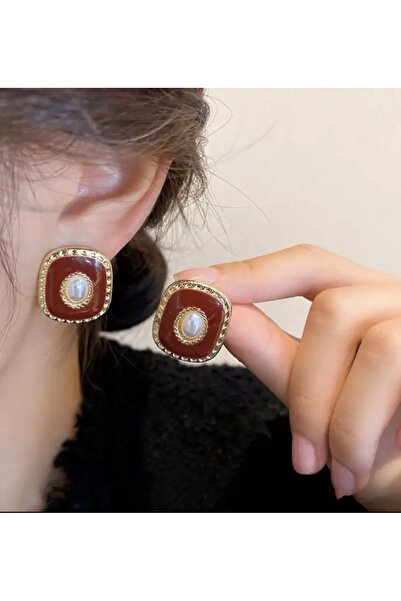 FloresDeCarnaval Retro Burgundy Sparkle Trend Earrings