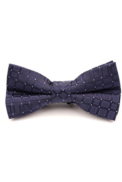 6AM Ceremony Dark blue pre-tied bow tie with blue silk dots