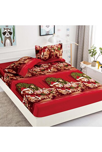 CHIRASO CHIRASO Bed Cover Set, Christmas Theme, FINE, ELASTIC 180x200cm and 2 Pillowcases, Teddy Bears
