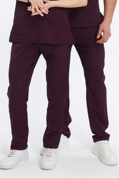 Çatı Medikal Happiness Basic - Stretch Fabric Doctor Nurse Scrubs Single Bottom Surgical Uniform (Unisex), Plum