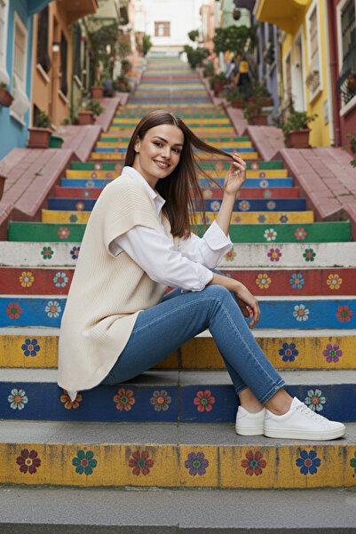 benguen Плетен пуловер H25310 Цвят камък