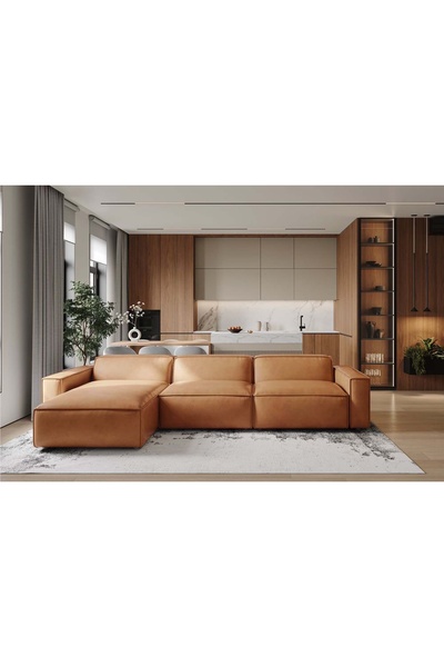 Vivense ORLANDO DERİ KÖŞE KOLTUK, KAHVERENGİ, SOL KÖŞE