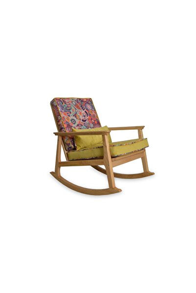 Vivense ASEDİA İSKANDİNAV PUFLU SALLANAN SANDALYE, RETRO, NATUREL AYAK