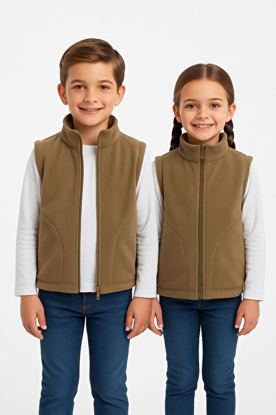 JCKS KİDS Детска жилетка без ръкави, с цип, подплатена, с двойни джобове и изправен яка