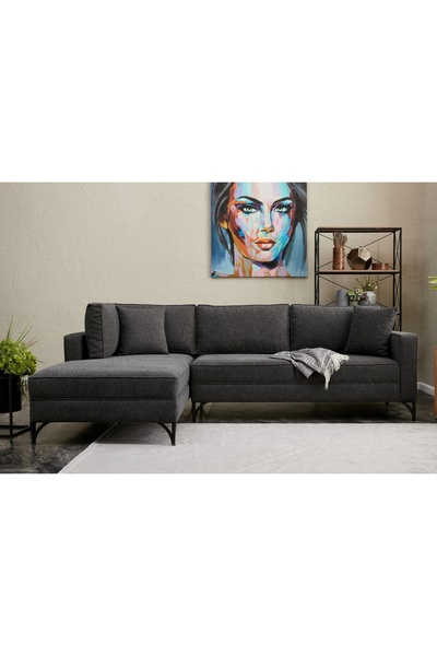 Vivense BERLİN SERİSİ L KOLTUK, ANTRASİT SİYAH, SOL KÖŞE