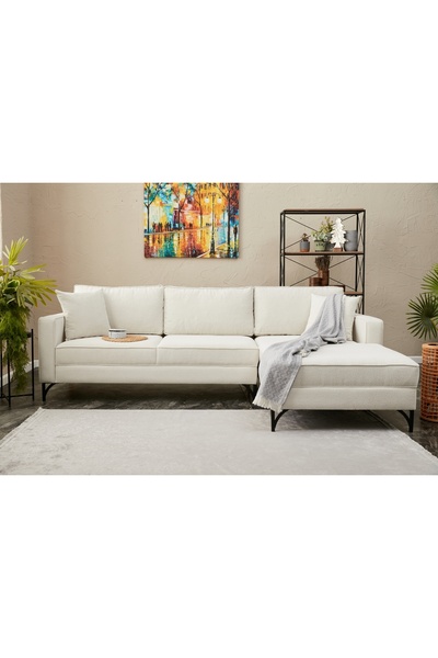 Vivense BERLİN SERİSİ L KOLTUK, KREM SİYAH, SAĞ KÖŞE