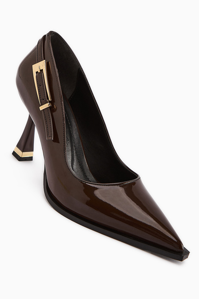 Limoya Mithra Кафе Rugan З гострим носком Тока Деталізовані туфлі на підборах