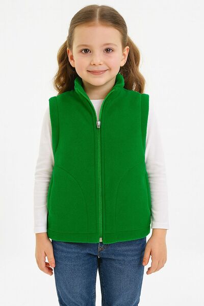 JCKS KİDS Sleeveless Zippered Lined Double Pocket Mock Neck Children's Vest