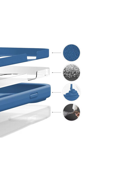 bestcase Θήκη Husa Premium Silicon + Tempered Glass για Apple iPhone 14, Μπλε