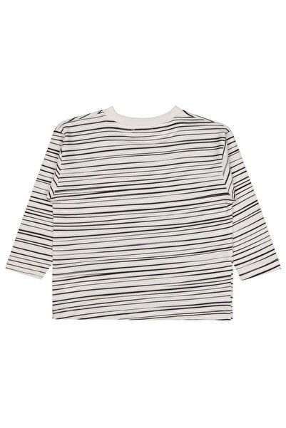 Civil Boys Çizgili Canavar Baskılı 2-5 Yaş Sweatshirt - Beyaz5-6 Yaş