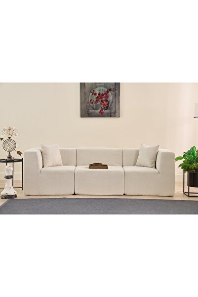 Vivense RAKS SERİSİ MODULER FULL SÜNGER ÜÇLÜ KANEPE, KREM
