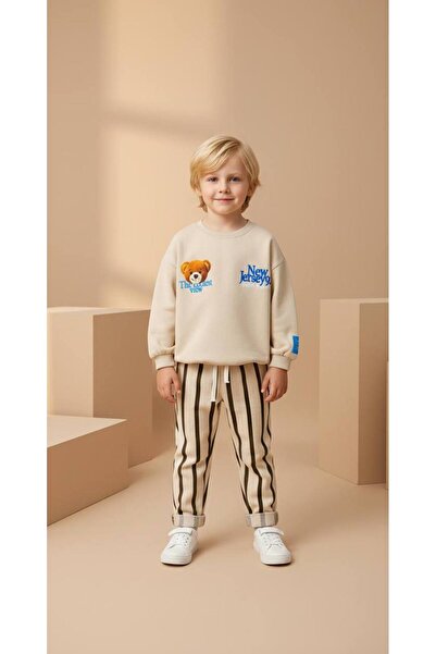 Palal Erkek Çocuk Organik Pamuklu 3 İplikKumaş Sweatshirt ve Eşofman Altı Tak...