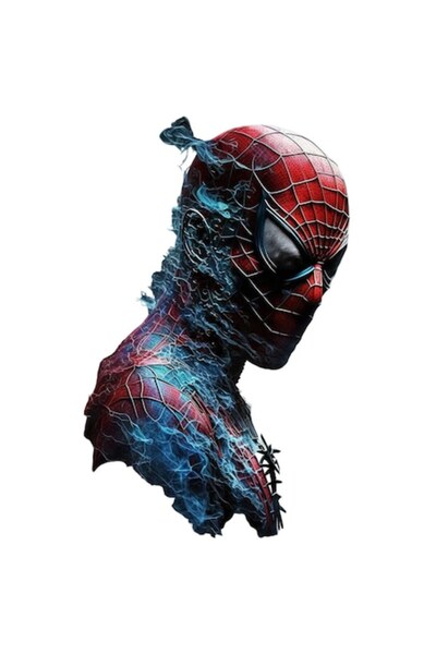 OEM Αυτοκόλλητο πορτρέτου υπερήρωα - Άντρας με στολή Spiderman, λευκό περίγρα...