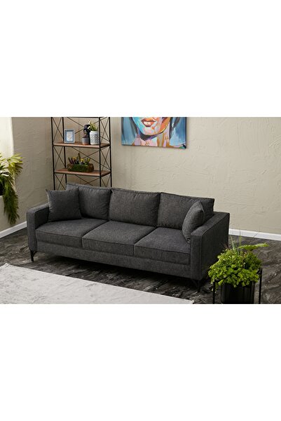 Vivense BERLİN SERİSİ ÜÇLÜ KOLTUK, ANTRASİT SİYAH