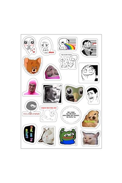 autostickere Set nr. 3, 20 de stickere amuzante, 4-5 cm, impermeabile, lamina...