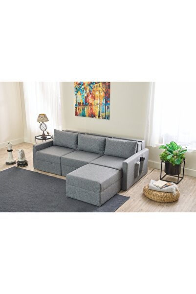 Vivense SAROS YATAKLI SANDIKLI SAĞ VE SOL KÖŞE GRİ